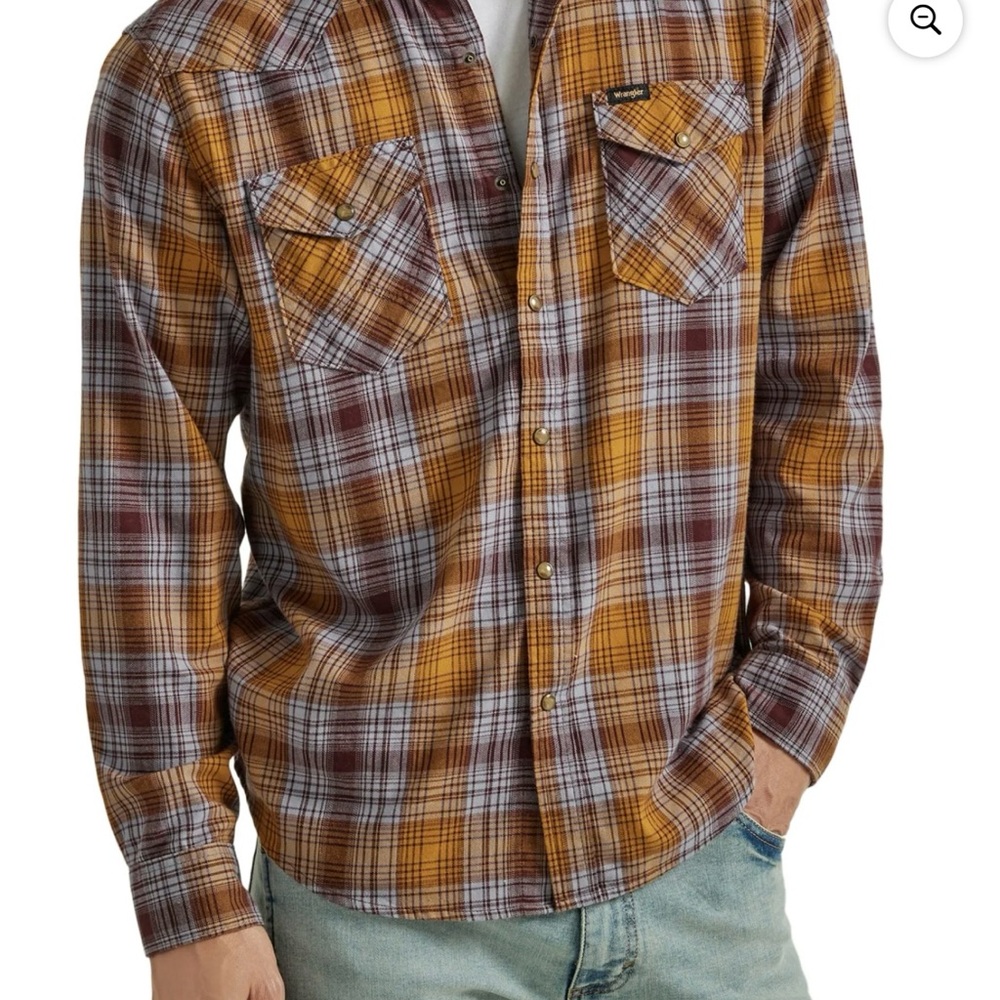 Wrangler® Men's and Big Men's Regular Fit Long Sleeve Fashion Twill Plaid Shirt